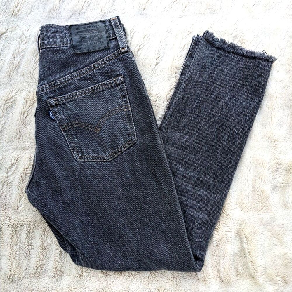 Levi's "Made & Crafted" 501S "Black Fog" Raw Hem SELVEDGE Button Fly Jeans 23/30